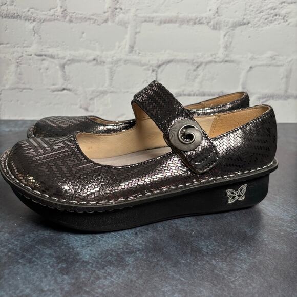 Alegria Paloma Pewter Dazzler Mary Jane Comfort Shoes Leather Women's 37- 7/7.5 - Picture 3 of 11